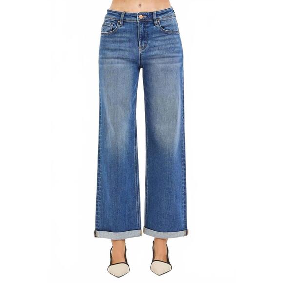 RISEN Denim - NEW RISEN high rise relaxed fit ankle straight jeans in medium wash